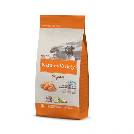 Nature's Variety No Grain(sans céréales) Mini Adulte au Saumon 1,5Kg