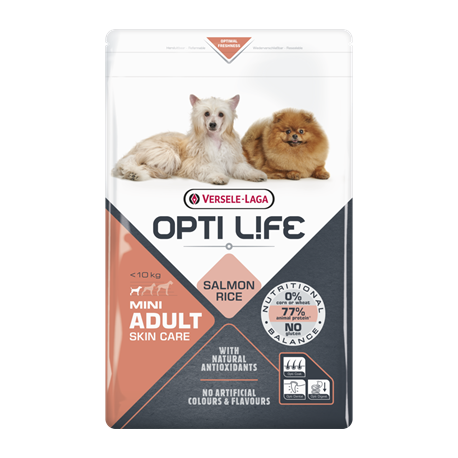 Croquettes pour petit chien au saumon Opti Life Adult Skin Care