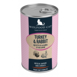 Boite pour chat sterilised Wolfood Dinde Lapin 400g