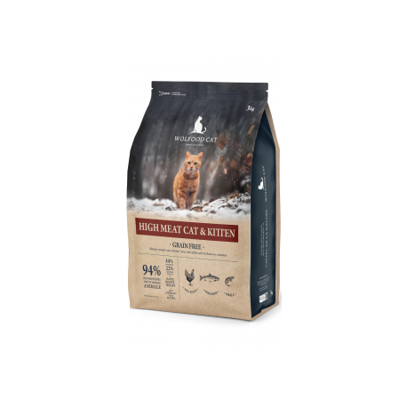 Wolfood pour Chat (sans céréales) High Meat Adulte & Chaton 3Kg