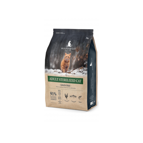 Wolfood pour Chat (sans céréales) Stérilisé 3Kg