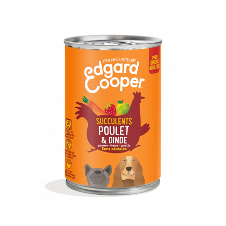 Boite humide Edgard et Cooper Poulet Dinde, Pomme 400 Gr