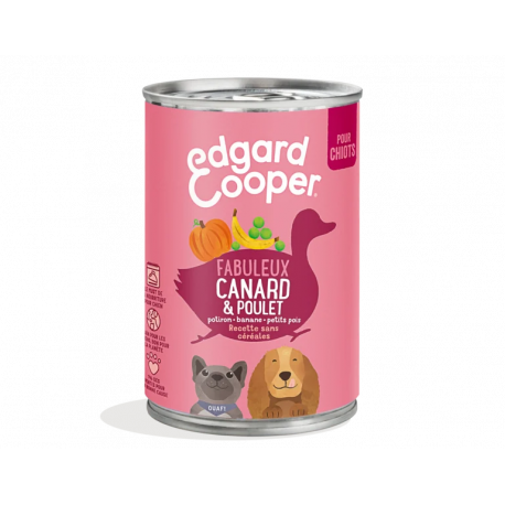 Boite humide Edgard et Cooper Chiot Canard Poulet, Banane 400 Gr