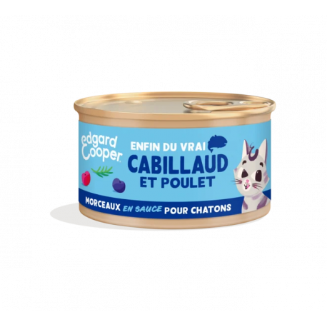 Boite Humide Chaton Cabillaux Poulet 85 Gr