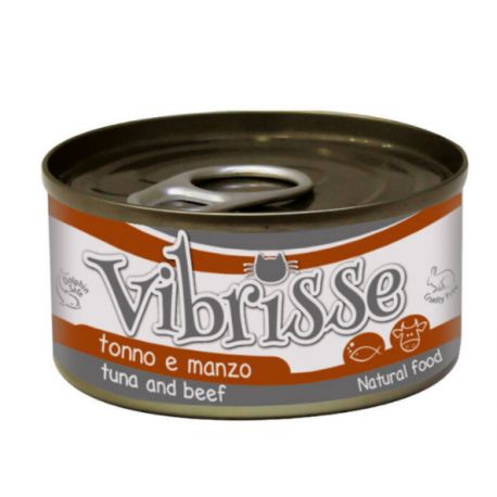 Boite humide pour chat vibrisse Thon avec boeuf 70 gr