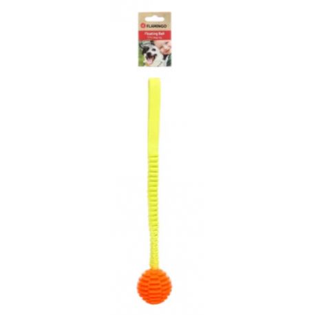 Jouet pour chien balle + bungee jaune/orange