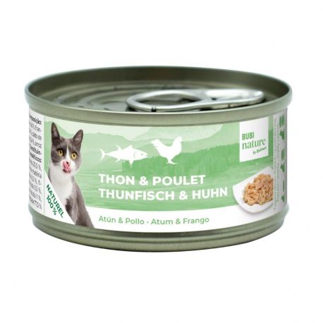 Boite humide pour chat Bubi Nature, thon/poulet, 70g