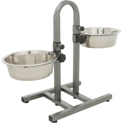 Bar à chien, 2 écuelles en inox, hauteur : 43cm - 2 x 2,8L