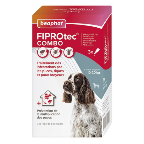 Pipettes Antiparasitaires Fiprotec Combo pour moyen chien