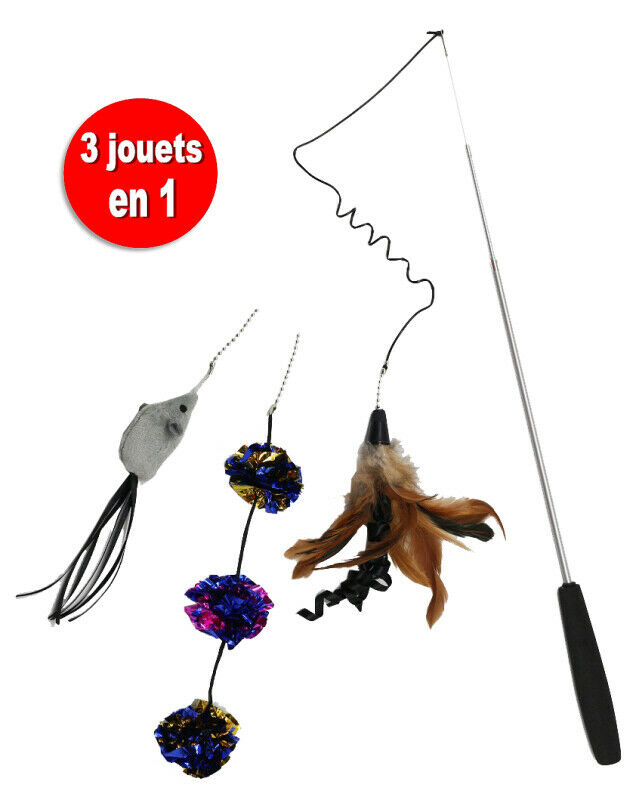 BEEZTEES CHATON CANNE à Pêche pour Chat + 3 Jouets Kocka , Neuf